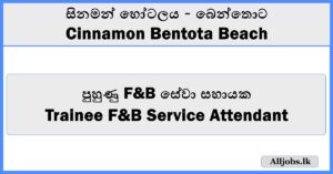 Trainee F&B Service Attendant - Cinnamon Bentota Beach