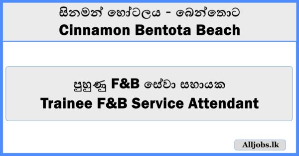 Trainee F&B Service Attendant - Cinnamon Bentota Beach