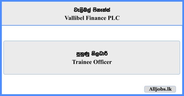Trainee Officer - Vallibel Finance
