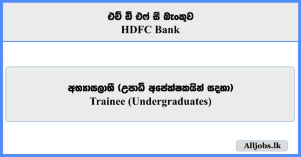 Trainee (Undergraduates) - HDFC Bank